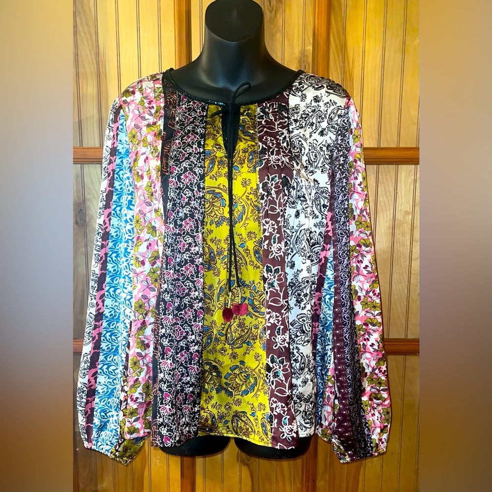 Multicolor Floral Patchwork Blouse - image 1